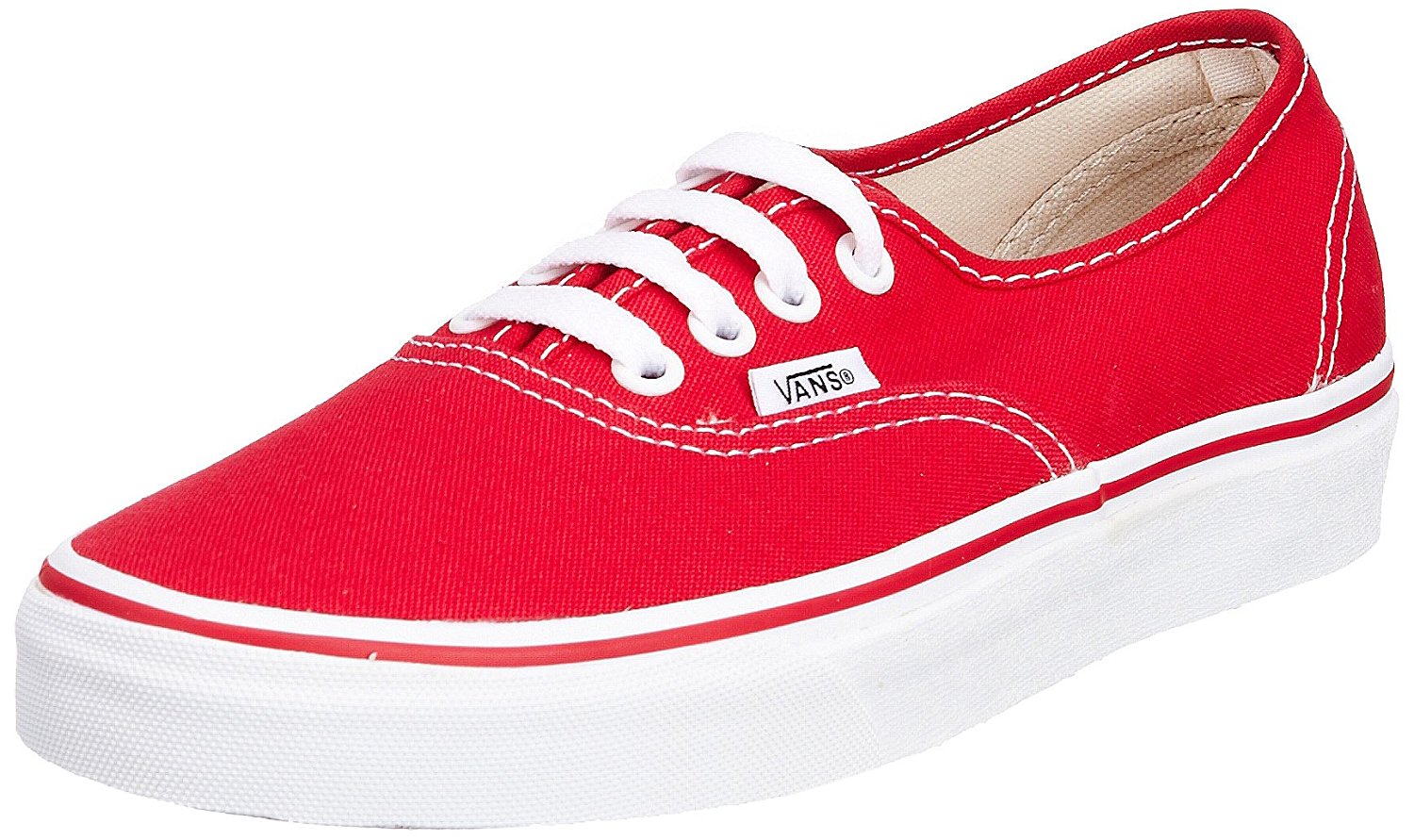 Vans Mens Authentic Canvas Shoes Classic Skateboard Sneakers Casual - Red